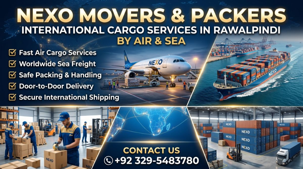 Trusted international cargo services in Rawalpindi by Nexo Movers and Packers. Fast air freight, affordable sea shipping, expert packing & door-to-door delivery to UK, USA, Canada, UAE & worldwide.