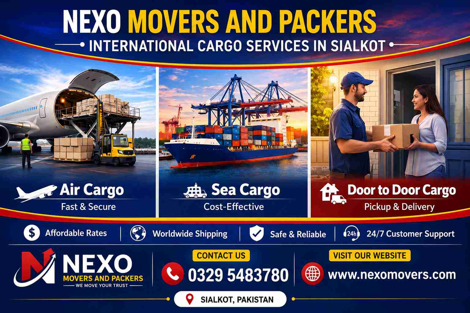 International Cargo Services in Sialkot by Nexo Movers and Packers